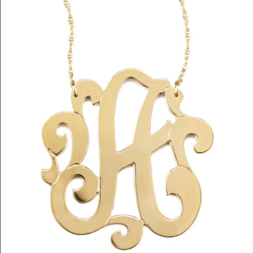 Jennifer Zeuner Swirly Initial “A” Necklace